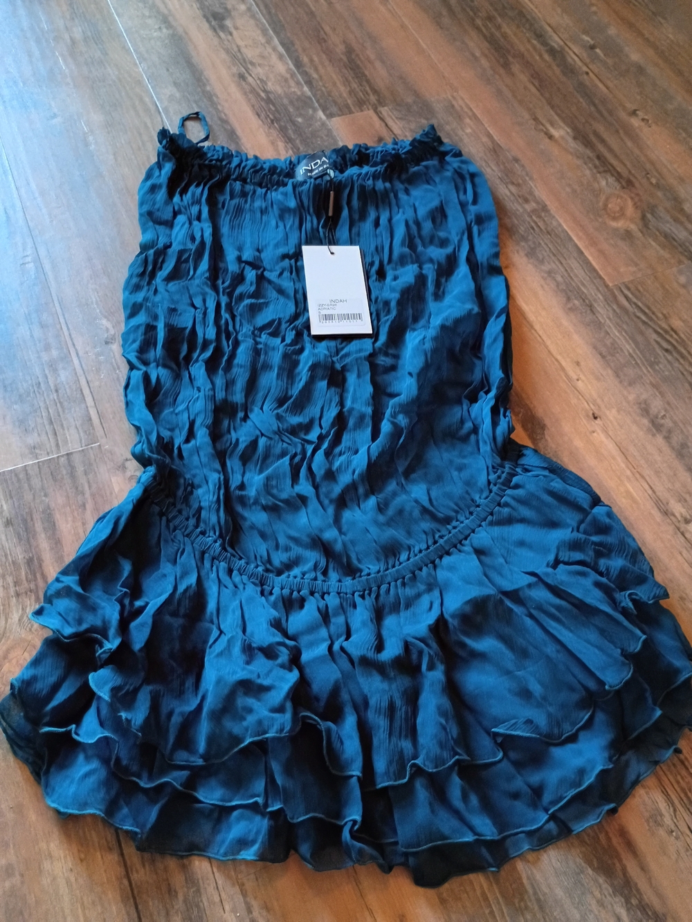 Indah Teal Ruffled Mini Dress